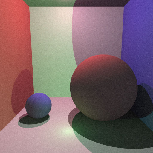 Unidirectional path tracer: All lighting for scene with multi-colored lights.